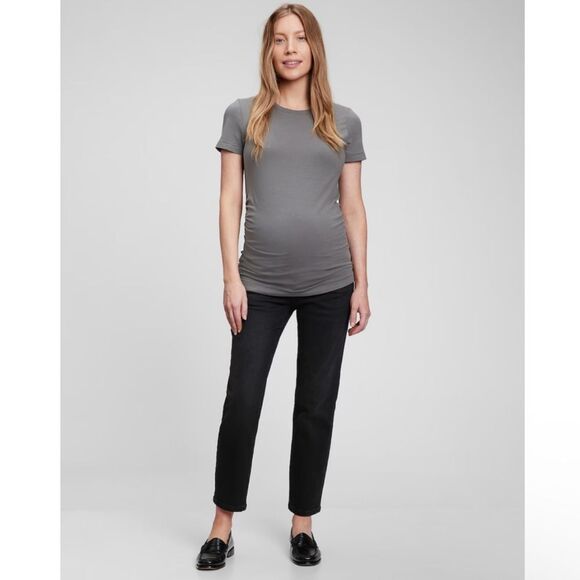 NWT Gap Maternity  Size 34/18 True Waistband Full Panel Girlfriend Jeans Black - Picture 1 of 11